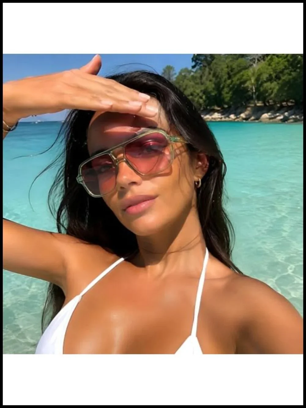 Oversized Aviator Sunglasses Square Frame UV400 Protection Retro 70s